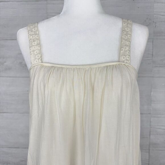 Anthropologie Pepin Tiered Swing Dress Size 2 Cream Embroidered Sleeveless Beach - Picture 2 of 13